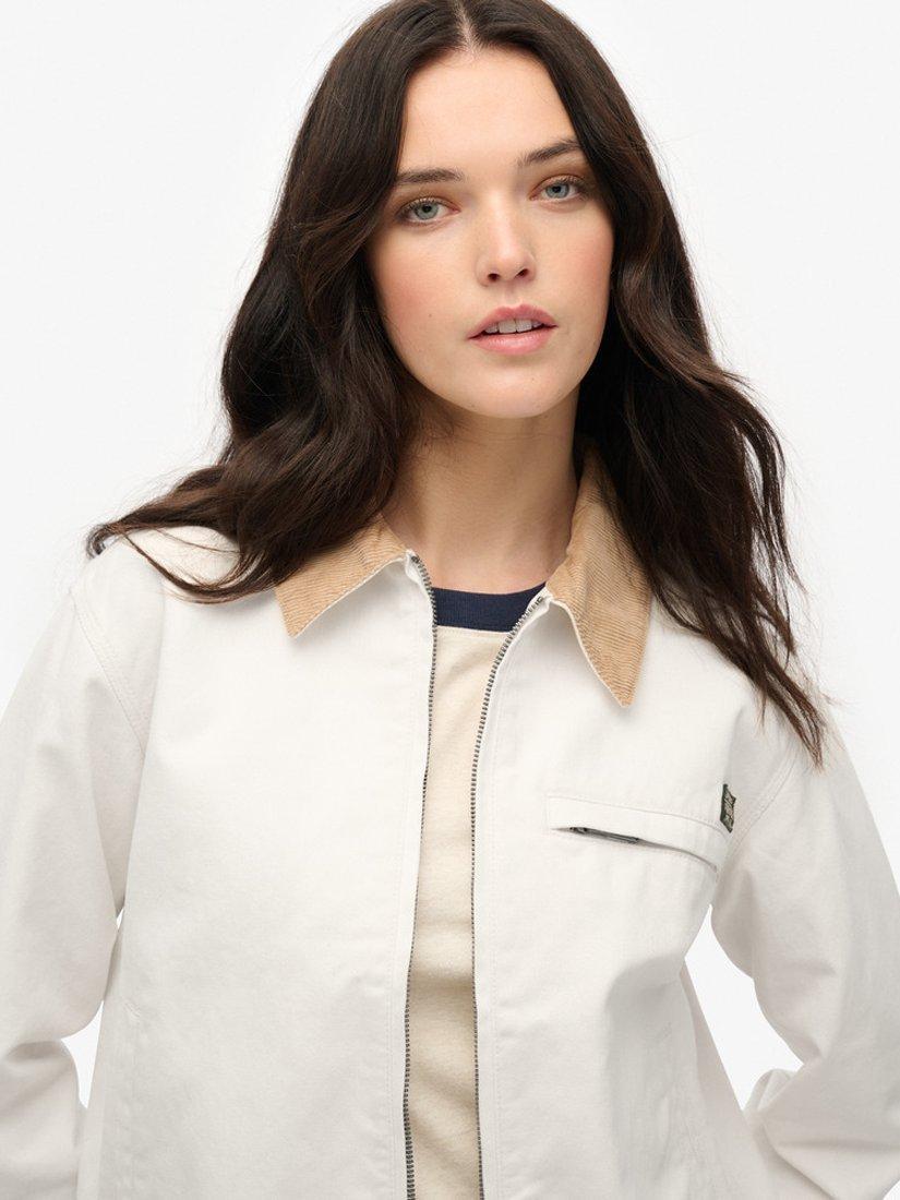 Product image 4 of 4, which shows Superdry Cord Collar Ranch Jacket, Off White, 8