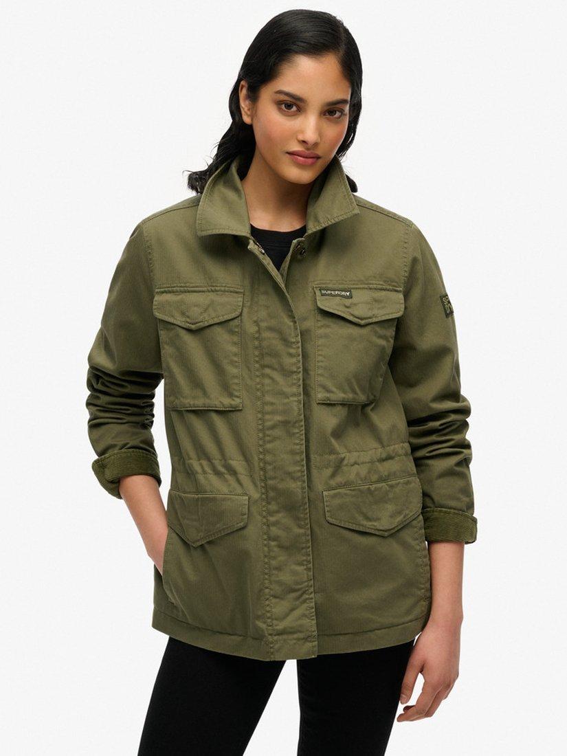 Product image 1 of 5, which shows Superdry M65 Glitter Tab Military Jacket, Green, 8