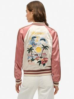 Superdry Suikajan Embroidered Bomber Jacket, Rice White - view 2, Rice White