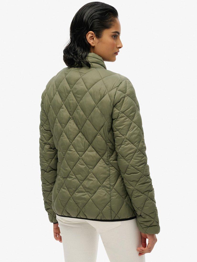 Product image 2 of 5, which shows Superdry Diamond Quilted Fuji Lite Jacket, Dusty Olive Green, 8