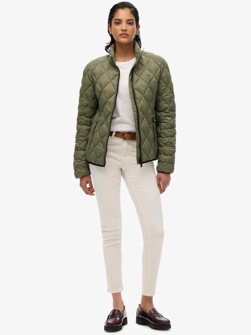 Product image 3 of 5, which shows Superdry Diamond Quilted Fuji Lite Jacket, Dusty Olive Green, 8