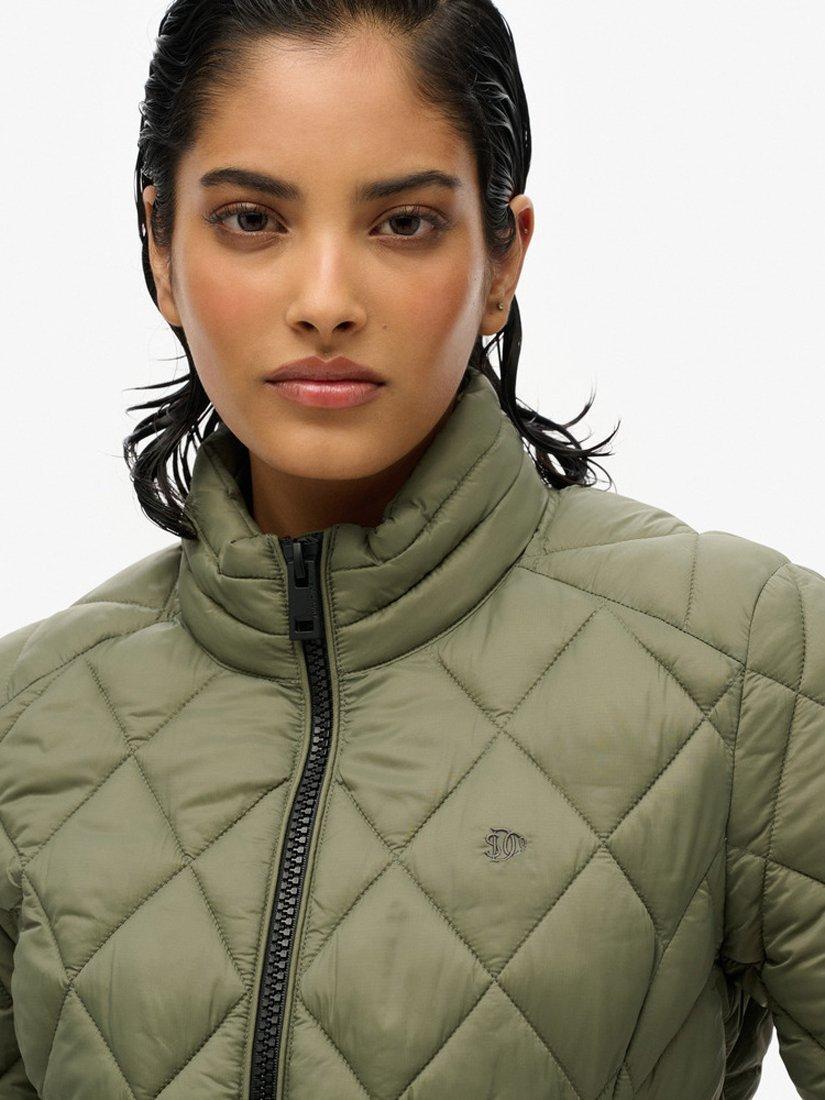 Product image 4 of 5, which shows Superdry Diamond Quilted Fuji Lite Jacket, Dusty Olive Green, 8