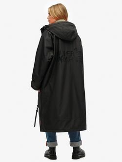 Superdry Windbreaker Changing Robe, Black/Coral - view 2, Black/Coral