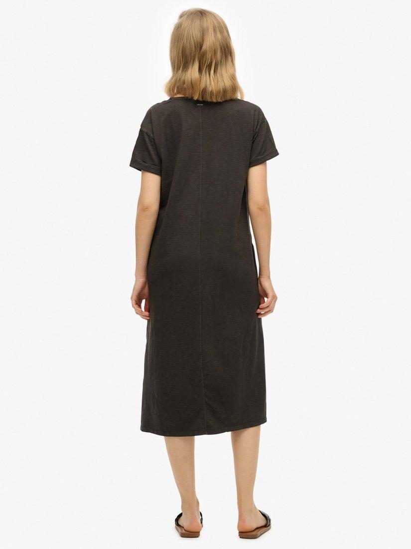 Product image 2 of 6, which shows Superdry Cotton T-Shirt Midi Dress, Black, 8