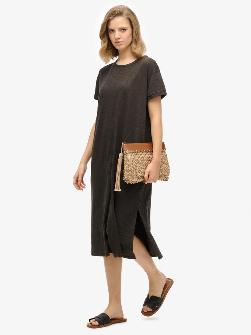 Product image 3 of 6, which shows Superdry Cotton T-Shirt Midi Dress, Black, 8