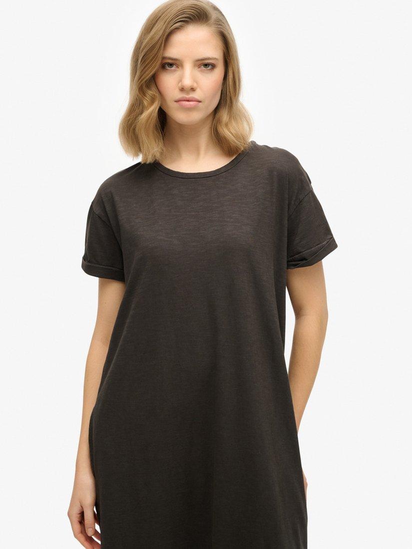 Product image 4 of 6, which shows Superdry Cotton T-Shirt Midi Dress, Black, 8