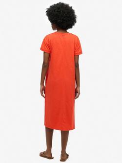 Superdry Short Sleeve Cotton Midi T-Shirt Dress, Grenadine Orange - view 2, Grenadine Orange
