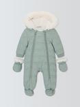 John Lewis Baby Crocodile Quilted Snowsuit, Green