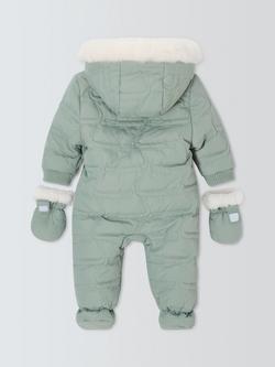 John Lewis Baby Crocodile Quilted Snowsuit, Green - view 2, Green