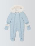 John Lewis Baby Cherry Quilted Snowsuit, Blue
