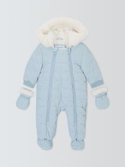 John Lewis Baby Cherry Quilted Snowsuit, Blue, Blue