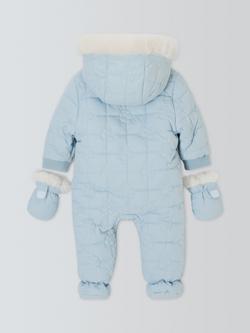 John Lewis Baby Cherry Quilted Snowsuit, Blue - view 2, Blue