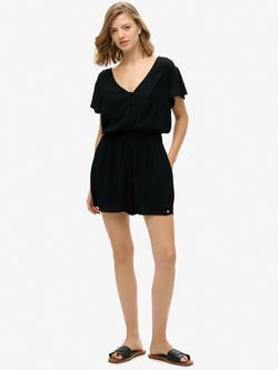 Superdry Short Sleeve Playsuit, Black, Black