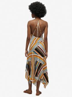 Superdry Patchwork Hanky Hem Dress, Orange - view 2, Orange