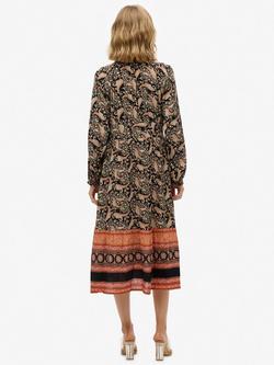 Superdry Printed Long Sleeve Midi Dress, Boho Paisley Black - view 2, Boho Paisley Black