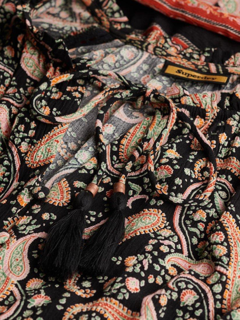 Product image 5 of 5, which shows Superdry Printed Long Sleeve Midi Dress, Boho Paisley Black, 8