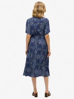 Superdry Printed Wrap Midi Dress, Navy - view 2, Navy