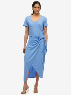 Superdry Slub Midi Wrap Dress, Bluebell, Bluebell
