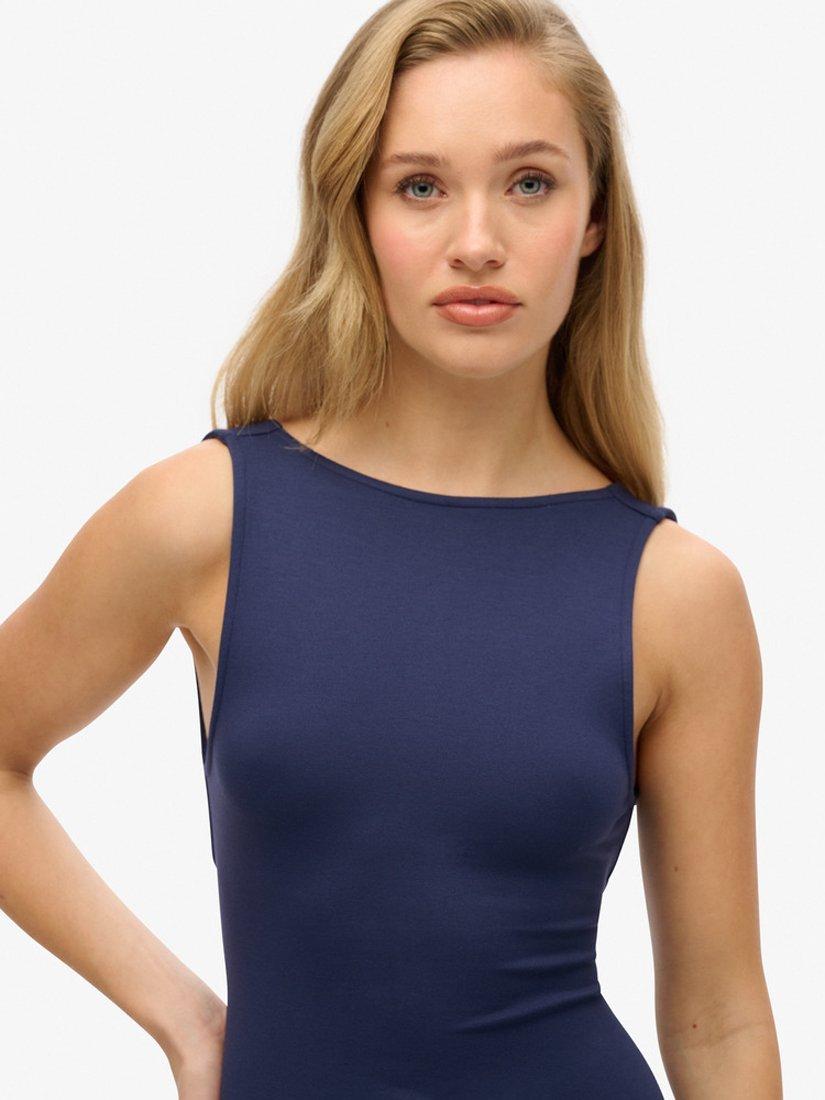 Product image 4 of 5, which shows Superdry Twist Back Jersey Midi Dress, Atlantic Navy, 8