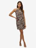 Superdry Zebra Print Cami Mini Dress, Brown