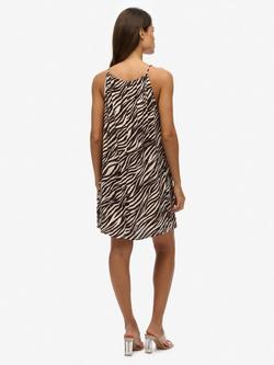 Superdry Zebra Print Cami Mini Dress, Brown - view 2, Brown