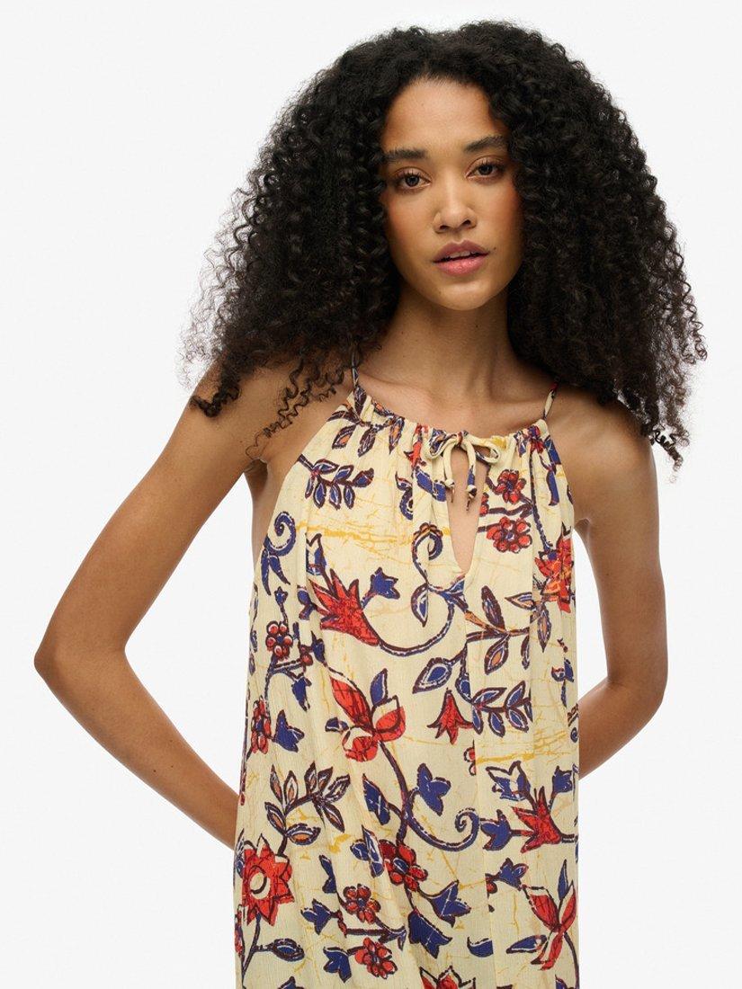 Product image 4 of 4, which shows Superdry Beach Cami Maxi Dress, Batik Vines Cream, 8