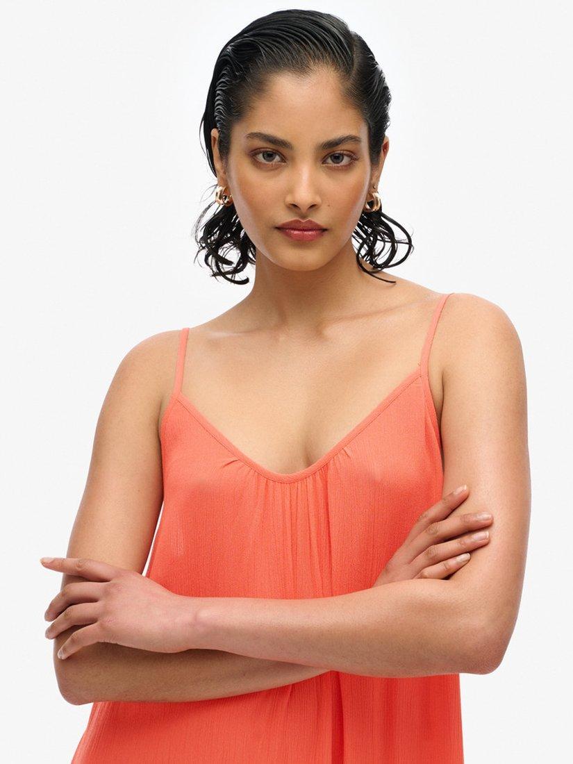 Product image 4 of 5, which shows Superdry Strappy Cami Maxi Dress, Coral, 8