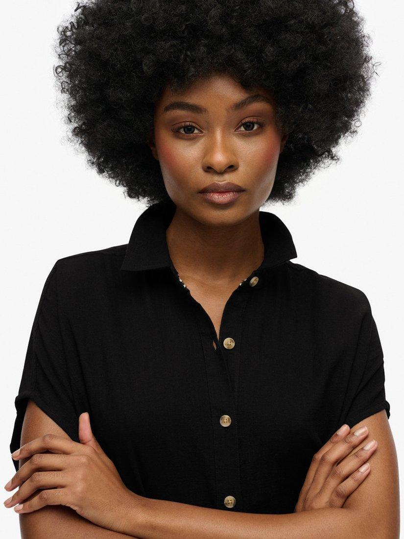 Product image 5 of 6, which shows Superdry Oversized Midi Shirt Dress, Black, 8