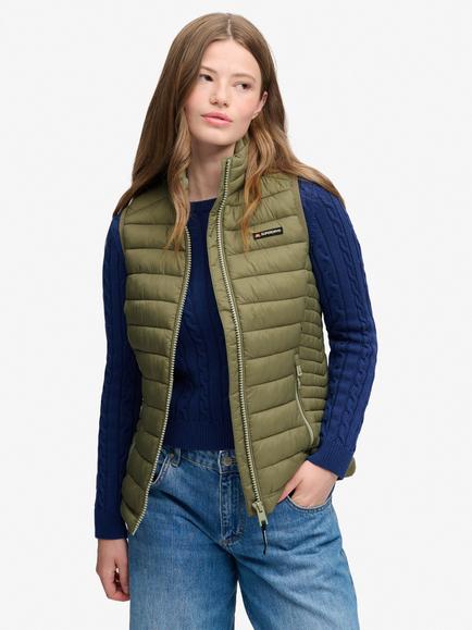 Superdry Fuji Lite Padded Gilet, Dusty Olive Green