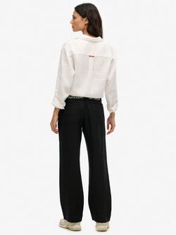 Superdry Drawstring Pure Linen Trousers - view 2, Black