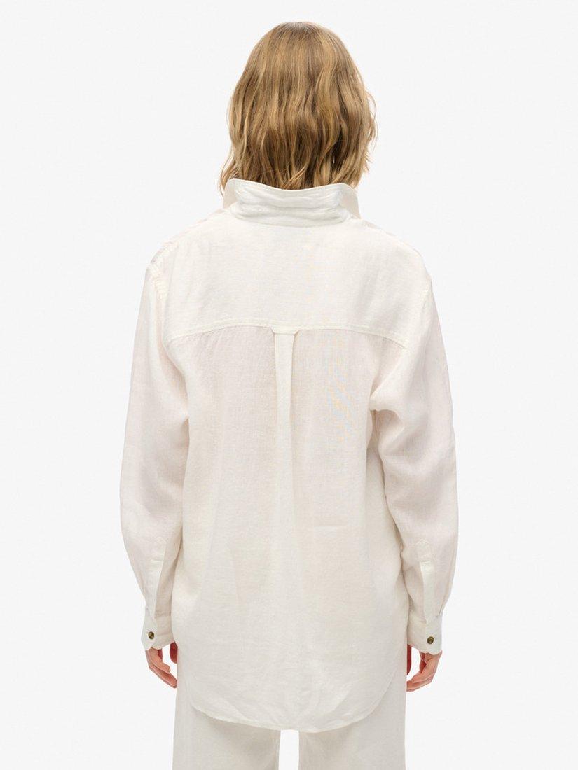 Product image 2 of 5, which shows Superdry Casual Linen Rich Boyfriend Shirt, Optic, 8