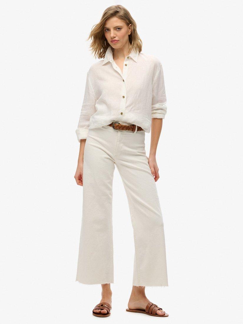 Product image 3 of 5, which shows Superdry Casual Linen Rich Boyfriend Shirt, Optic, 8