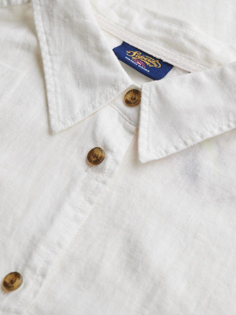 Product image 5 of 5, which shows Superdry Casual Linen Rich Boyfriend Shirt, Optic, 8