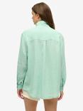 Superdry Casual Linen Rich Boyfriend Shirt, Sea Foam Green