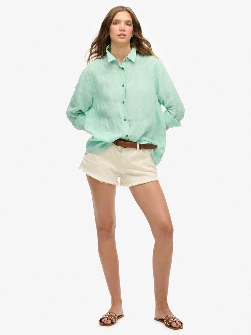 Product image 3 of 4, which shows Superdry Casual Linen Rich Boyfriend Shirt, Sea Foam Green, 8