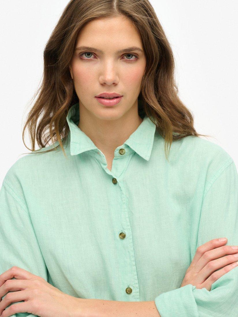 Product image 4 of 4, which shows Superdry Casual Linen Rich Boyfriend Shirt, Sea Foam Green, 8