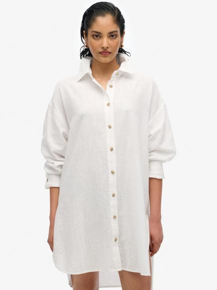 Superdry Ibiza Longline Beach Shirt, Optic