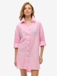 Superdry Ibiza Longline Beach Shirt, Lilac Blush Pink