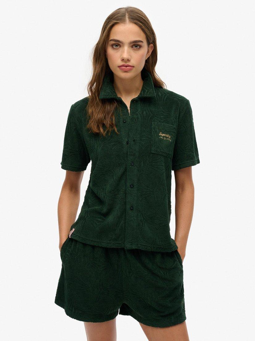Superdry Country Club Towelling Shirt, Enamel Green