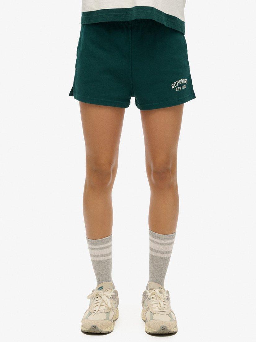 Product image 3 of 7, which shows Superdry Athletic Essentials Graphic Shorts, Dark Pine Green, 8