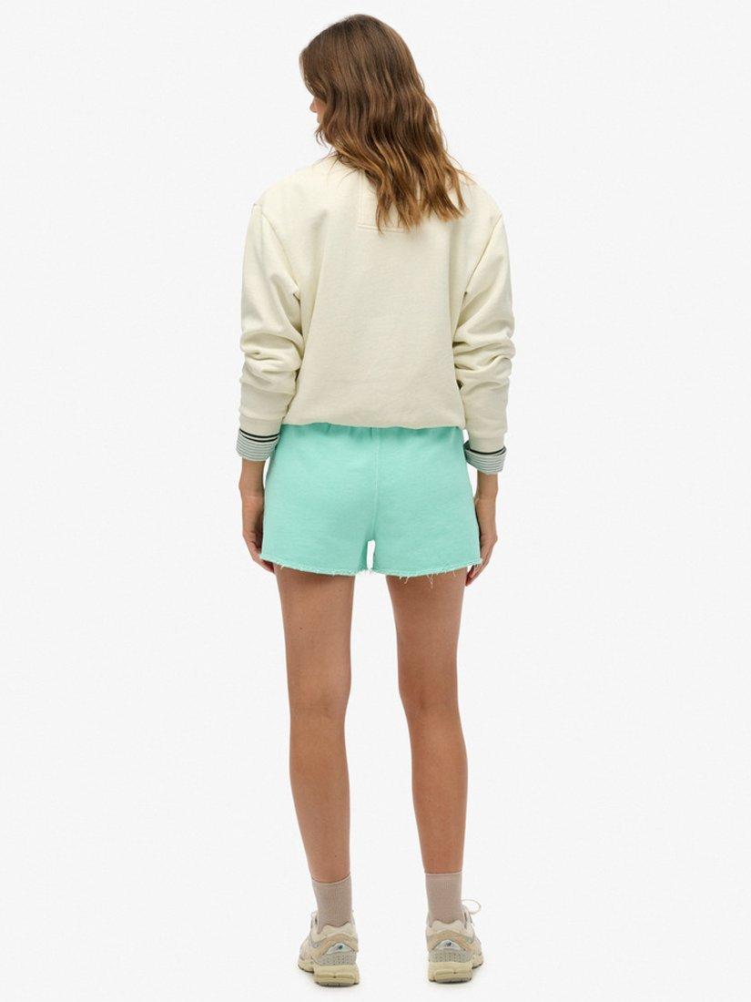 Product image 2 of 6, which shows Superdry Essential Logo Garment Dyed Shorts, Spearmint Green, 8