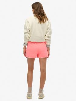 Superdry Essential Logo Garment Dye Shorts, Fiery Coral - view 2, Fiery Coral