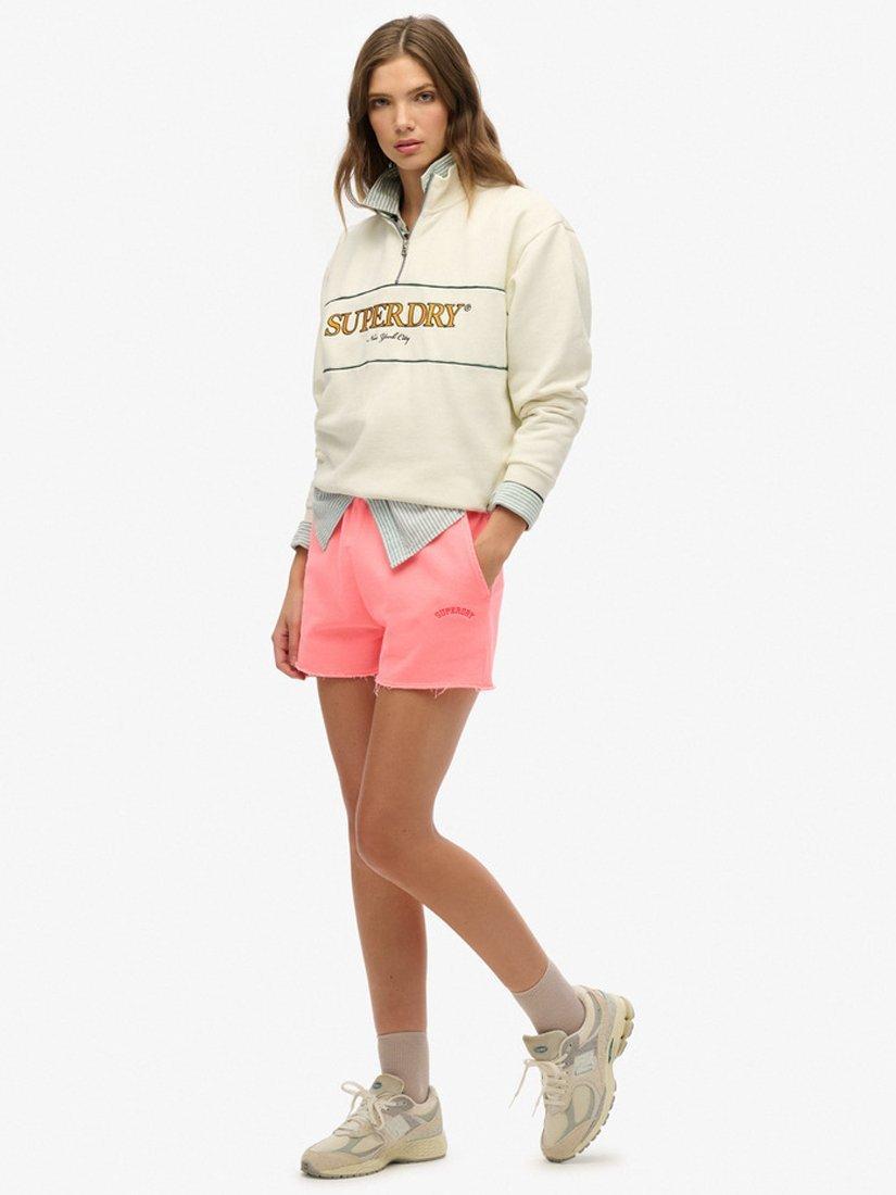 Product image 3 of 6, which shows Superdry Essential Logo Garment Dye Shorts, Fiery Coral, 8