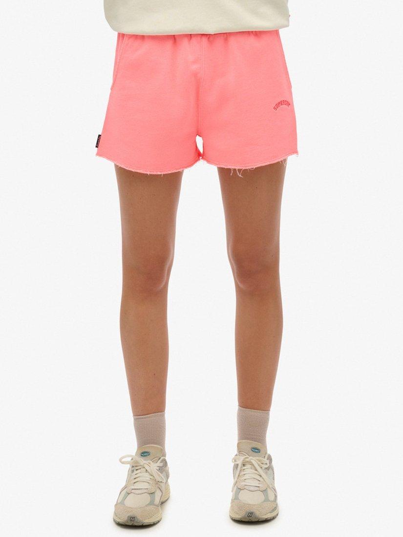 Product image 4 of 6, which shows Superdry Essential Logo Garment Dye Shorts, Fiery Coral, 8