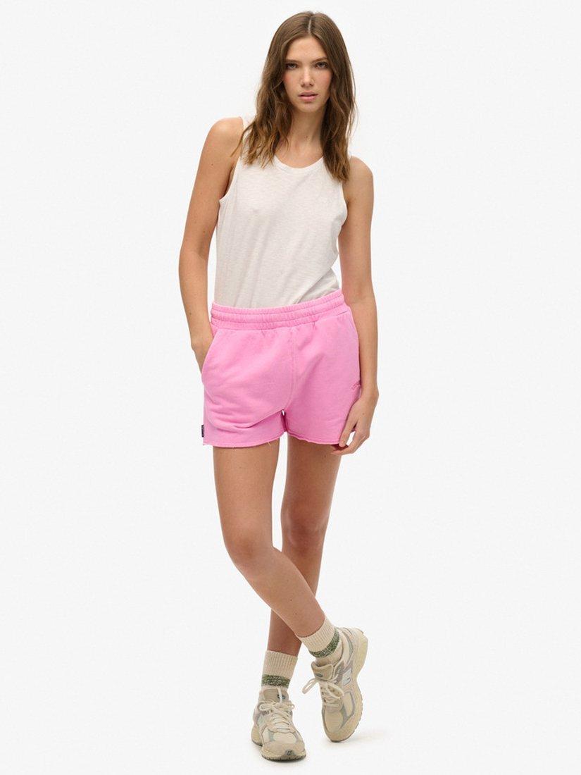 Product image 1 of 5, which shows Superdry Essential Logo Garment Dyed Shorts, Lilac Chiffon, 8