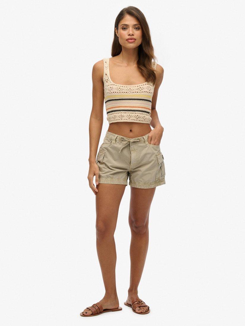 Superdry Mid Rise Cargo Shorts, Stonewash Brown