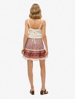 Superdry Patchwork Mini Skirt, Pink - view 2, Pink