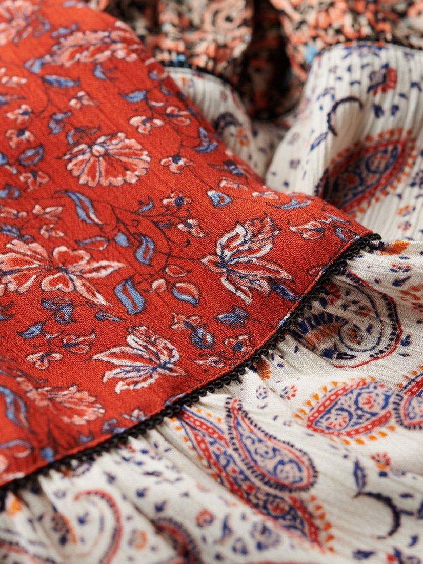 Product image 6 of 6, which shows Superdry Floral Paisley Print Tiered Maxi Skirt, Multi, 8