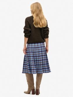 Superdry Check Pleated Midi Skirt - view 2, Blue