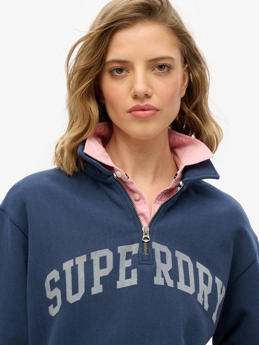 Product image 4 of 5, which shows Superdry Athletic Essentials 1/2 Zip Pure Organic Cotton Jumper, Richest Navy, 8